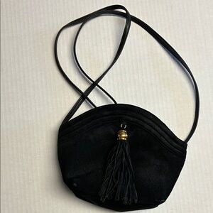 Elegant Black Suede Tassel Shoulder Bag